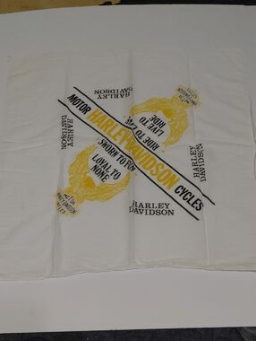 Harley-Davidson White Handkerchief with Yellow and Black Graphic Emblems